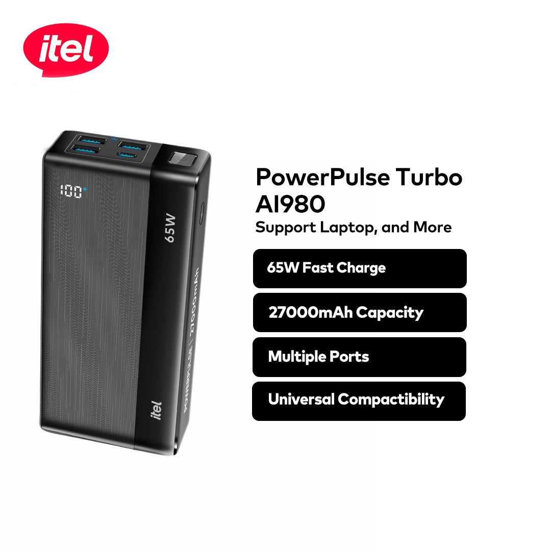 PowerPulse Turbo A1980 Power-Bank 27000mAh 65W Fast Charging Laptop Compatibility
