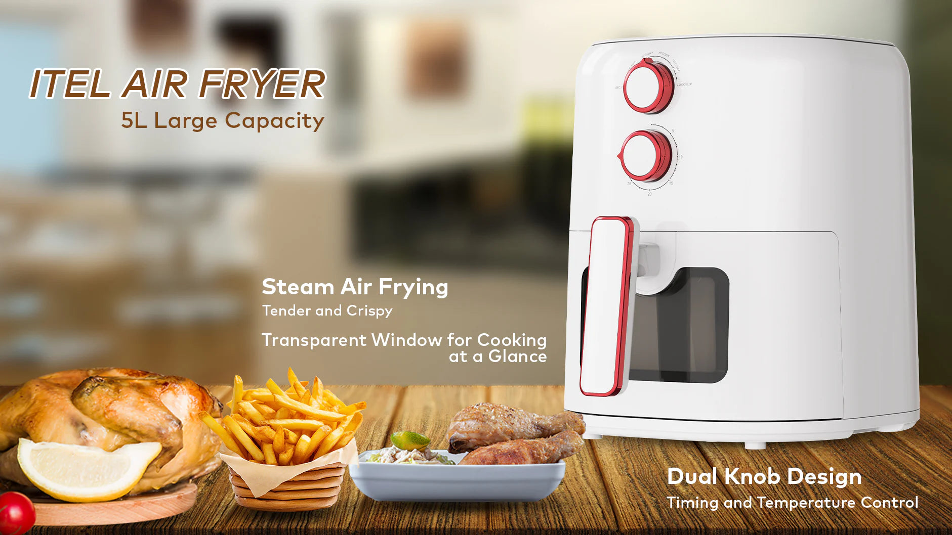 itel 5L Temperature Control Oil-free Air Fryer (IAF-001) Airfryer