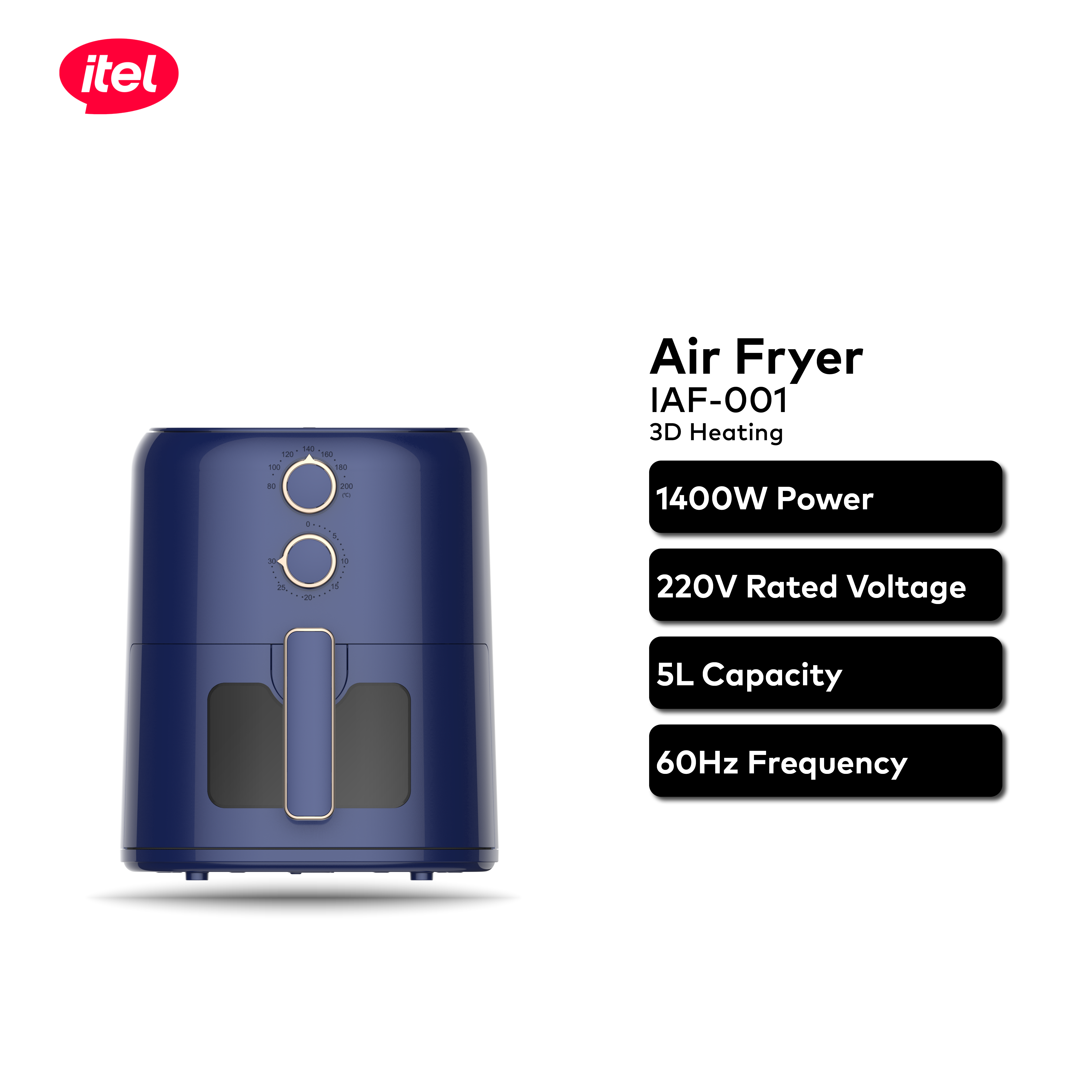 itel 5L Temperature Control Oil-free Air Fryer (IAF-001) Airfryer