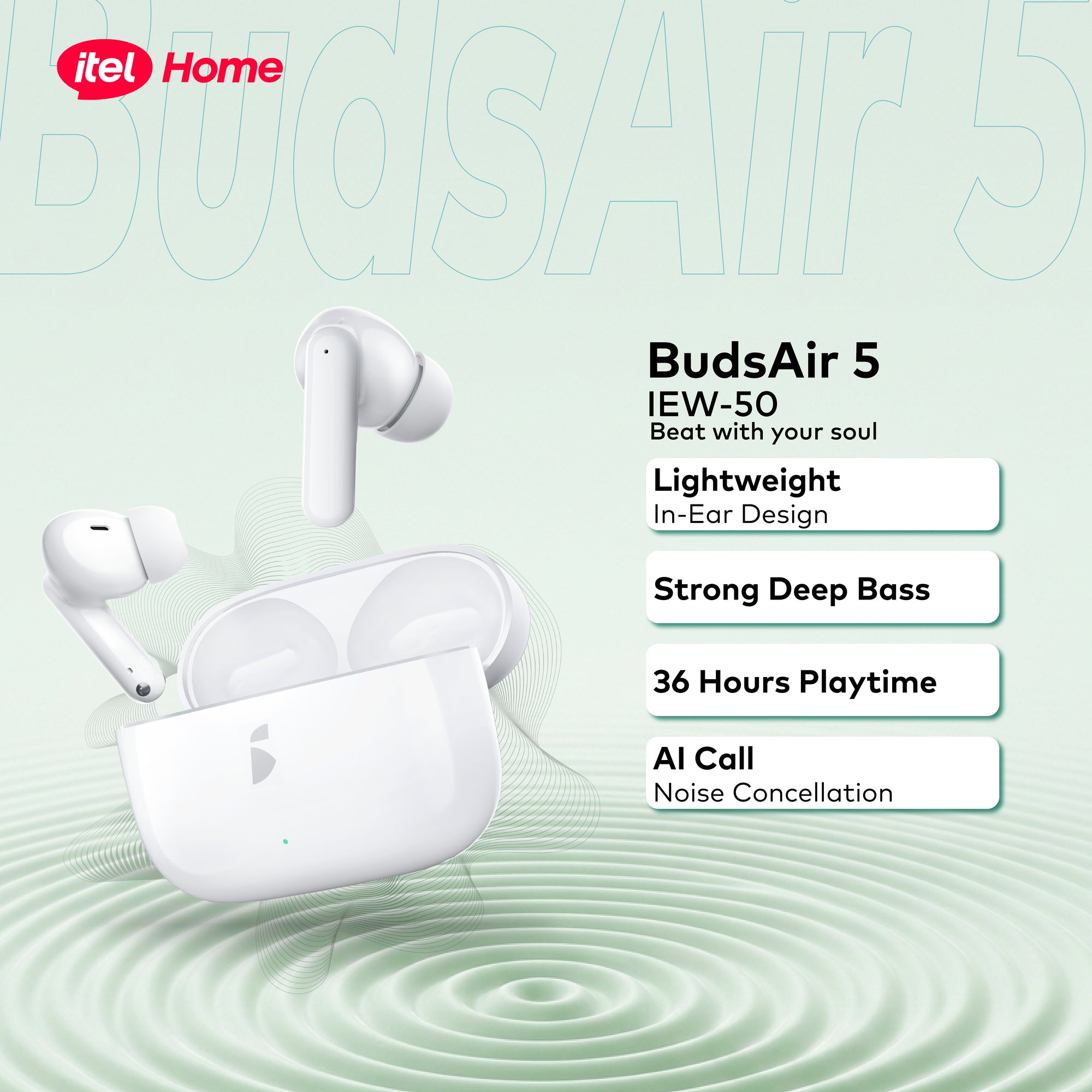 itel TWS BudsAir 5 Earbuds In-Ear Design Deep Bass