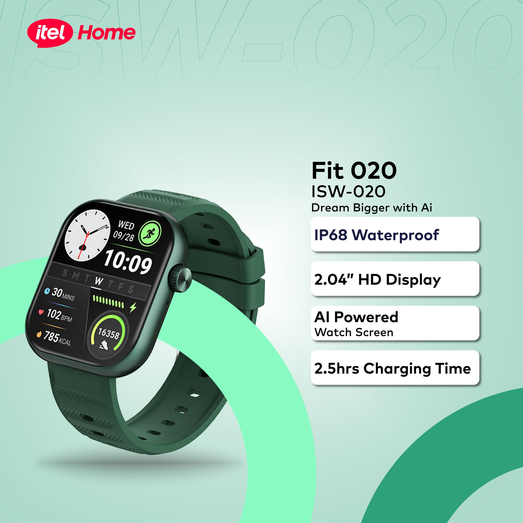 itel SmartWatch Fit 020 2.04" HD Display IP68 AI-Powered New O20