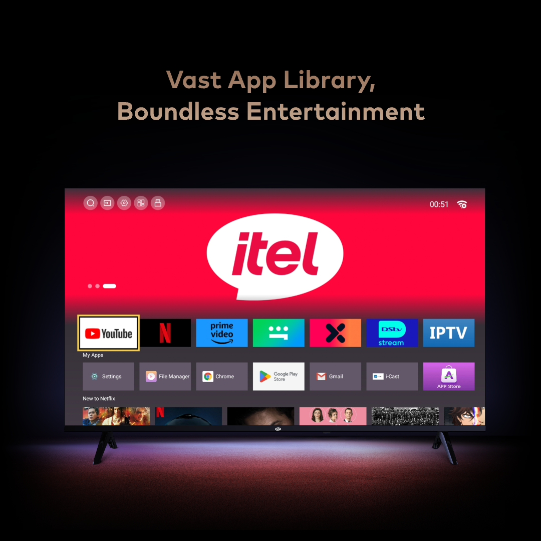 itel 50" QLED 4K Smart TV Pro – Frameless Design
