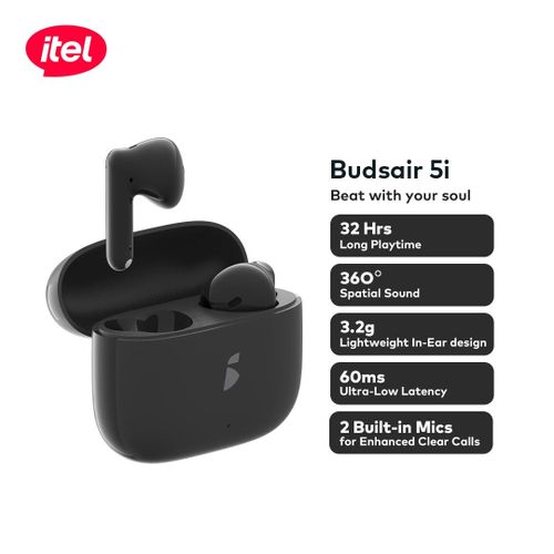 itel TWS BudsAir 5i Earbuds Half In-Ear Design SuperBass