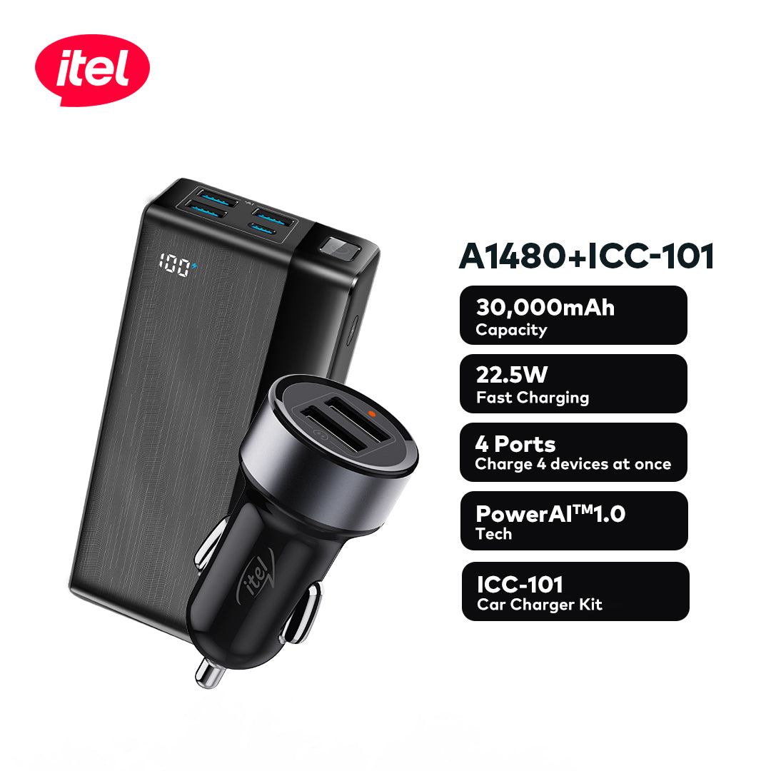 itel Powerpulse A1480 + Car Charger ICC-101