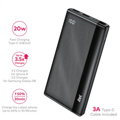 itel PowerPulse A1420 Power-Bank 10000mAh 20W Fast Charging Type-C