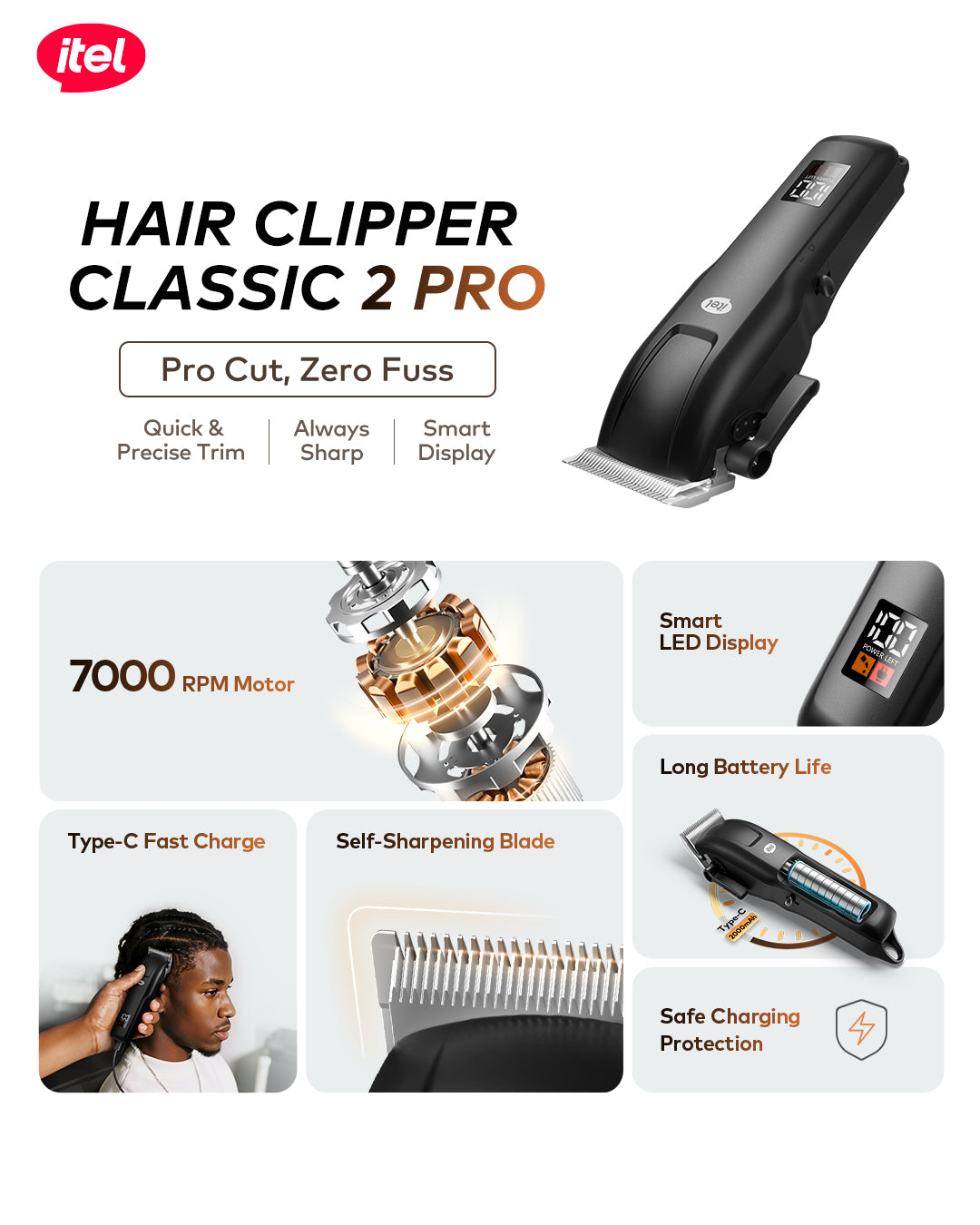 itel IHC-33Pro Hair Clipper Classic 2 Pro