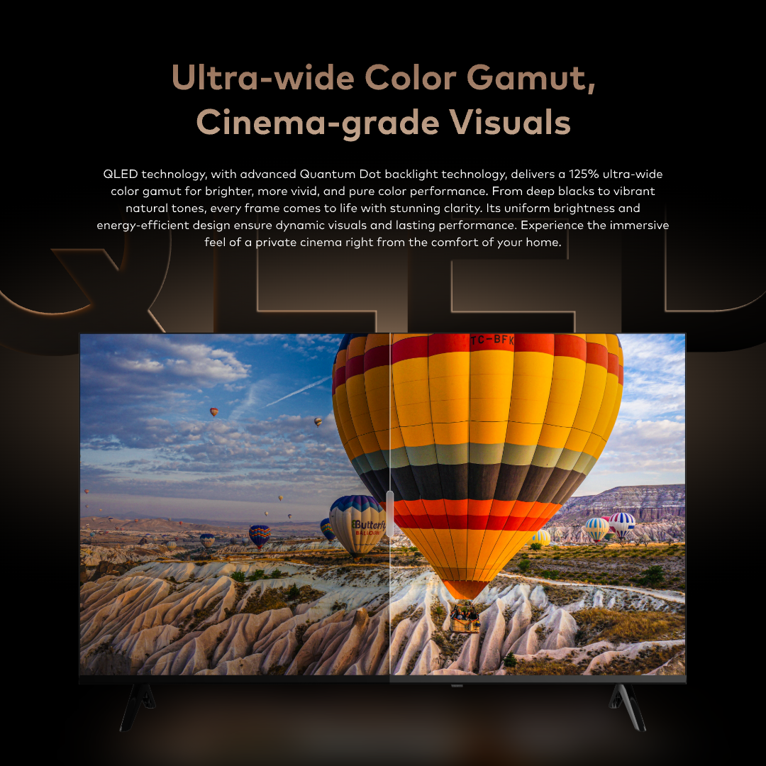 itel 32‘’/43''QLED Android Smart TV grade-A display 20W HIFI Frameless Design Black