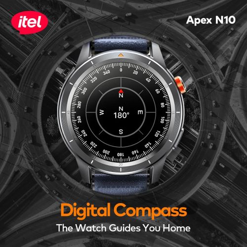 itel Apex N10 Smartwatch 1.43'' Amoled Digital Compass, 5ATM Waterproof, GPS Tracking