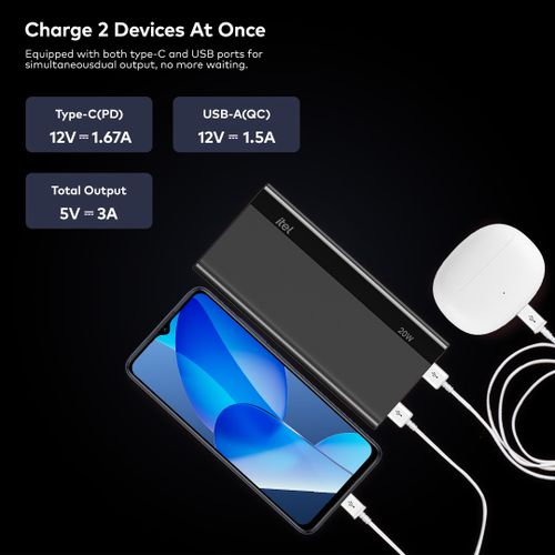 T157 Powerlite+ 10000mAh 20W Fast Charger Input&output Type C Mobile Power