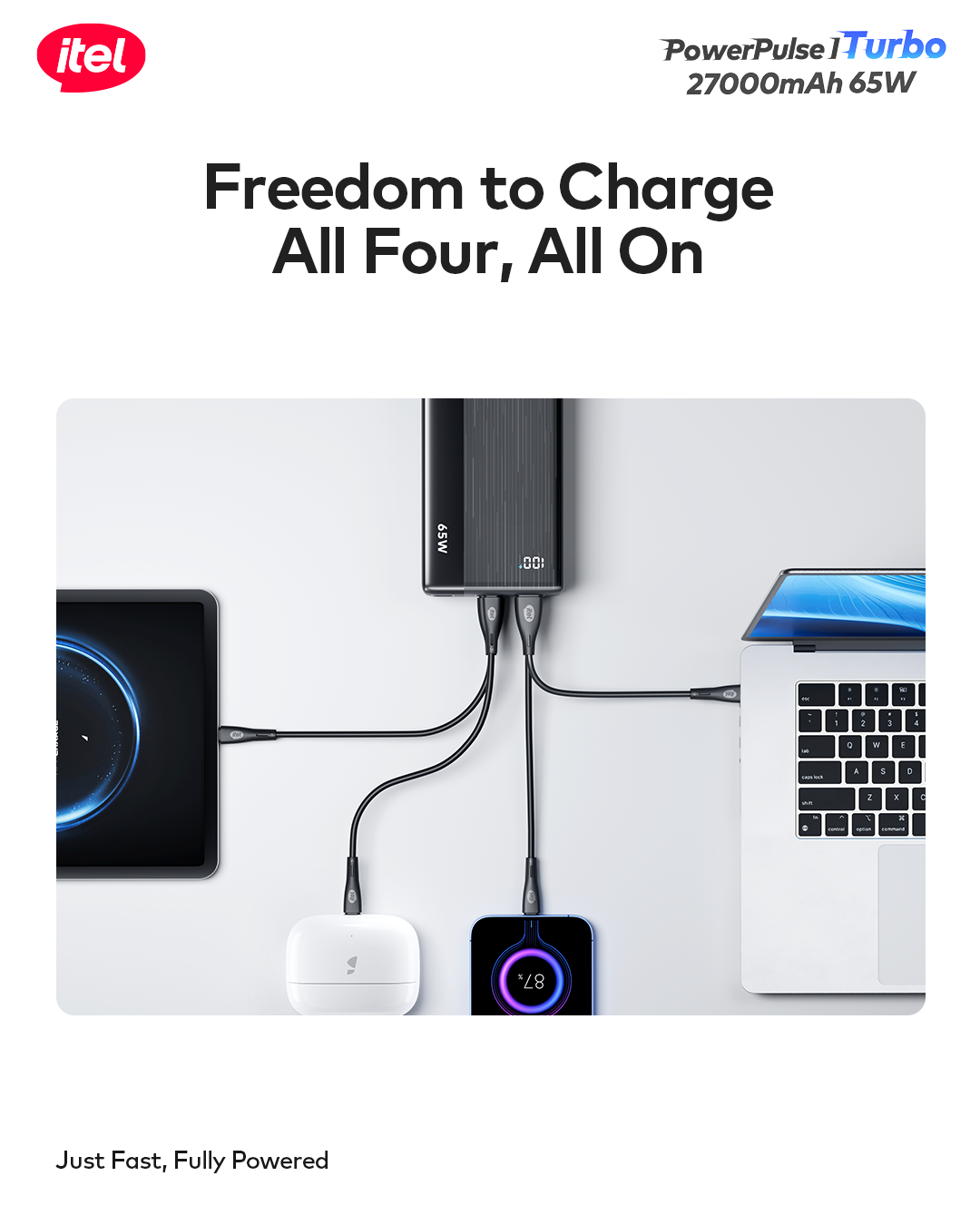 PowerPulse Turbo A1980 Power-Bank 27000mAh 65W Fast Charging Laptop Compatibility