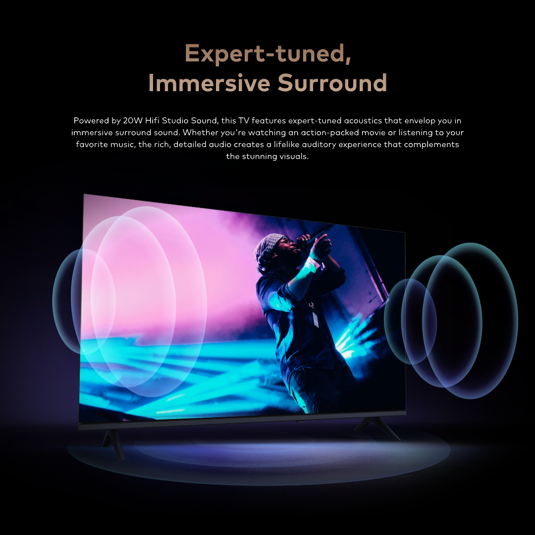 itel 32‘’/43''QLED Android Smart TV grade-A display 20W HIFI Frameless Design Black