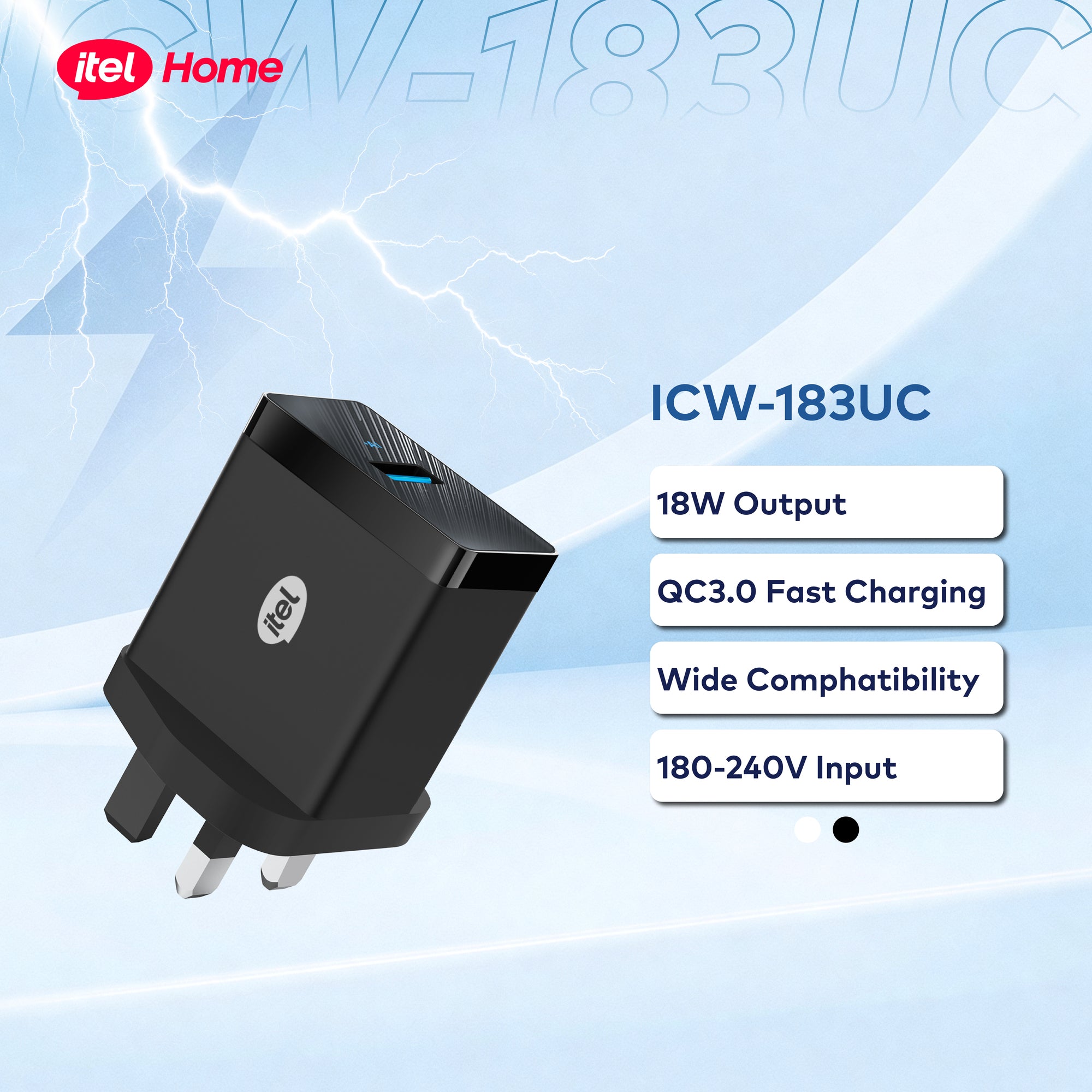 itel Home ICW-183UC 18W Dual USB-A Fast Charger