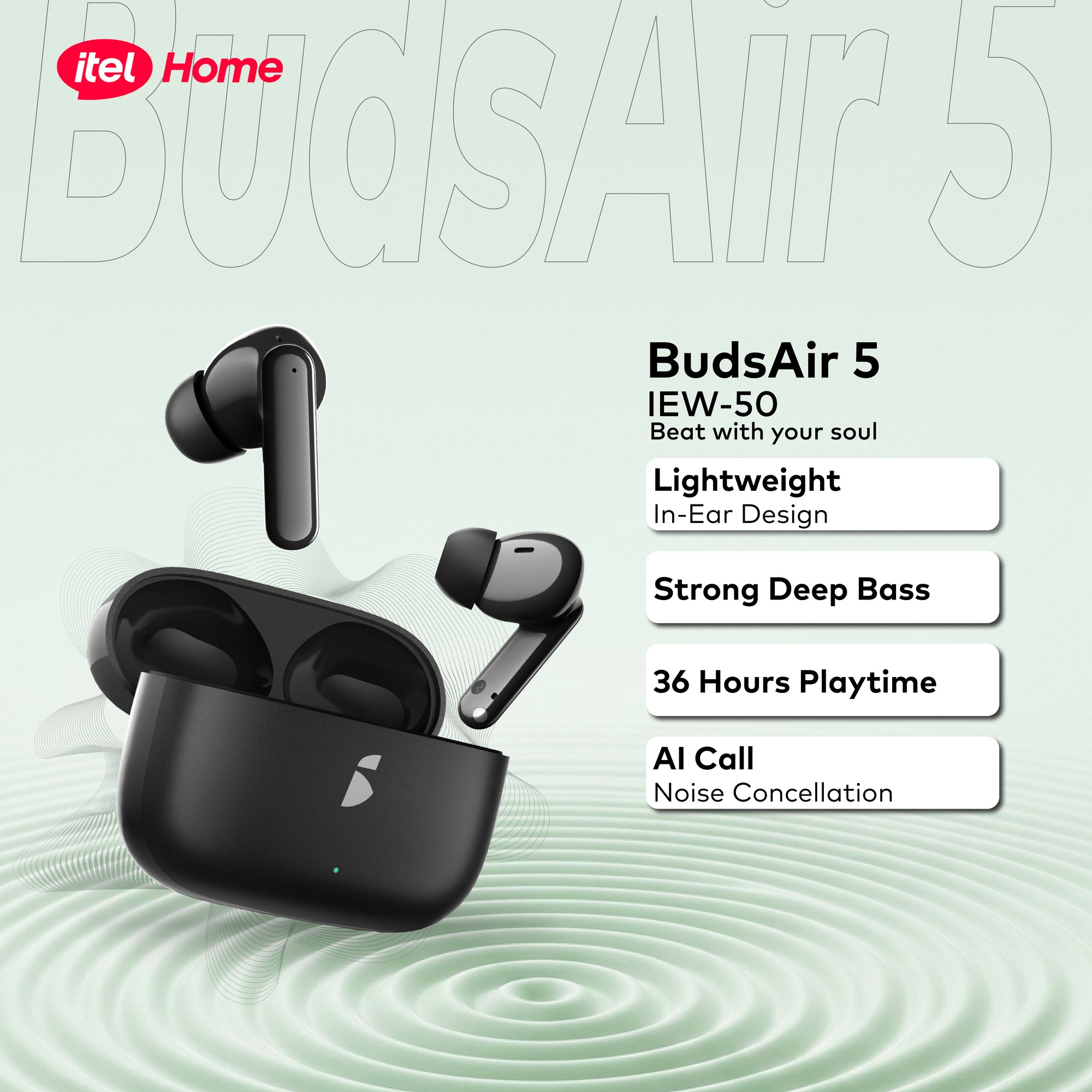 itel TWS BudsAir 5 Earbuds In-Ear Design Deep Bass