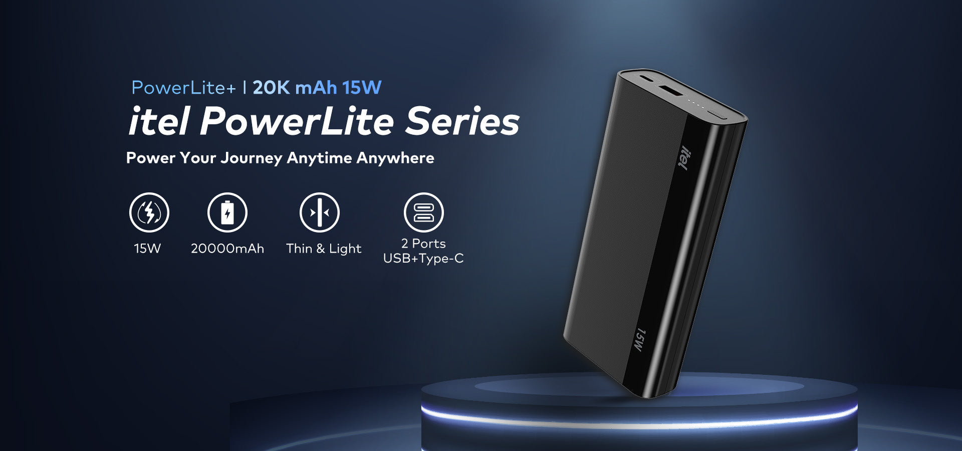 itel 20000mAh T162 15W Type-C Output Fast Charging Power Bank