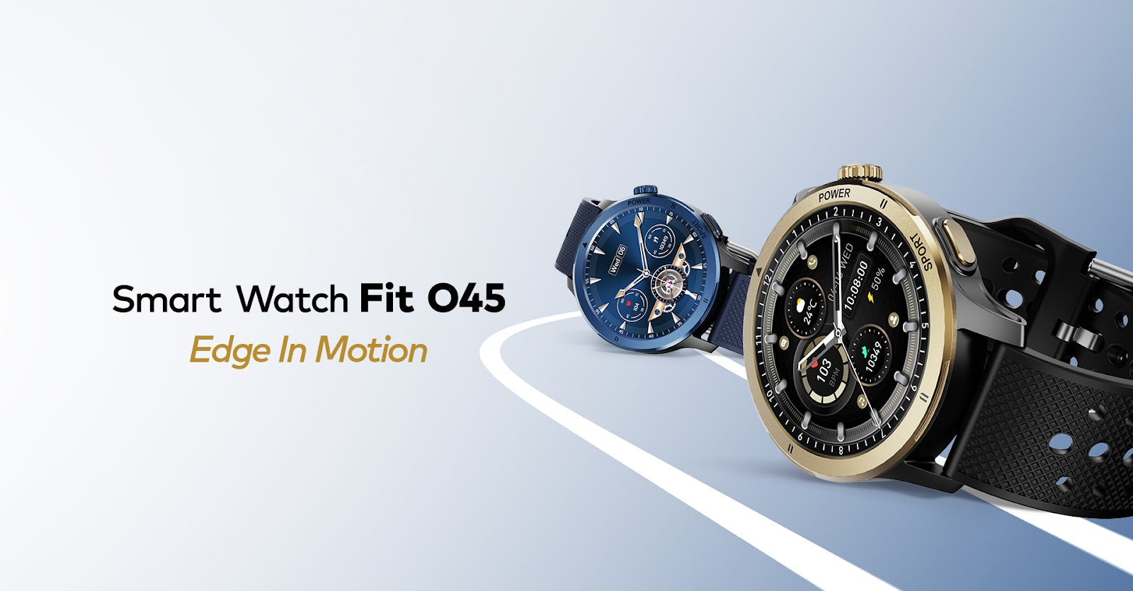 Fit O45 1.39" Metallic Bezel Breathable Straps IP68 100+ Sports